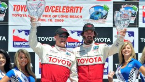 Keanu Reeves and Al Unser, Jr. at the Toyota Grand Prix of Long Beach in 2009.